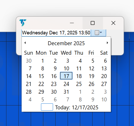 Tutoria 224 form showing the DateTime picker